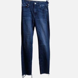 MOTHER High Waisted Ankle Fray Jeans in Deep Indigo